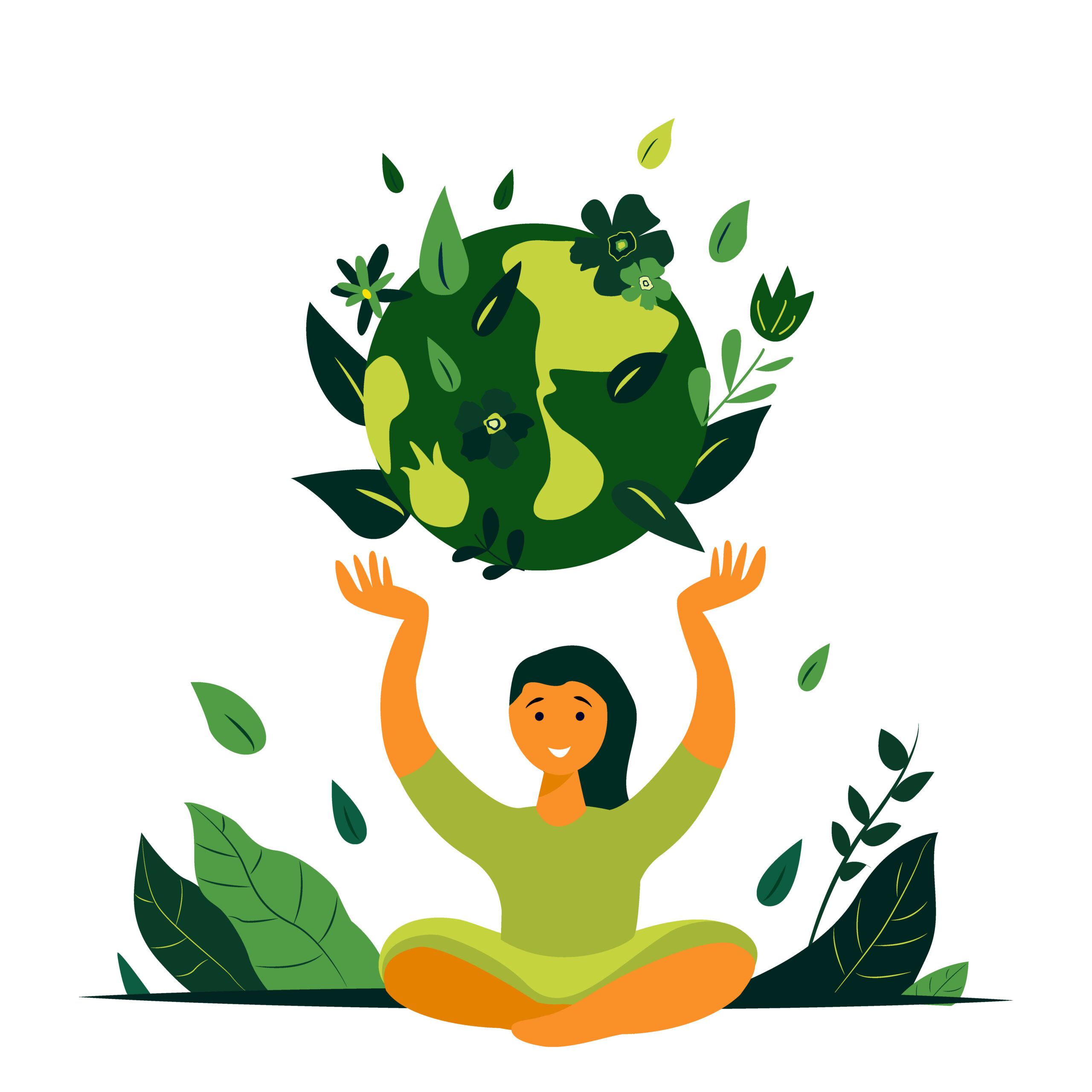 woman holding up earth