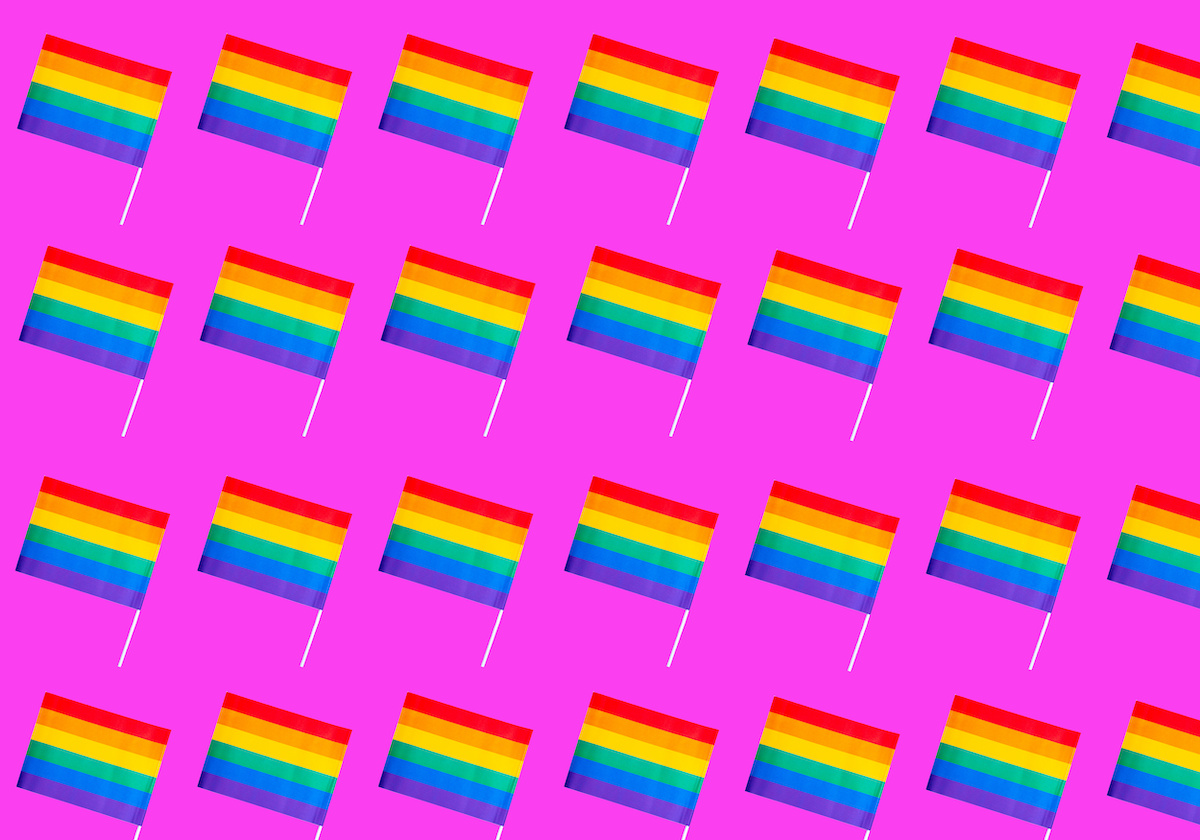 rainbow-flags-on-pink-background